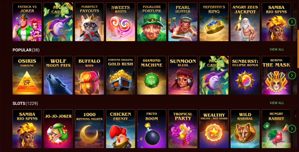 Games available at BoVegas Casino