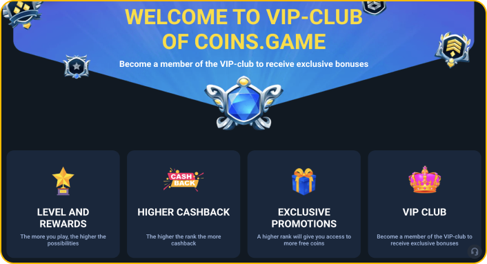 Coins Game casino VIP program benefits
