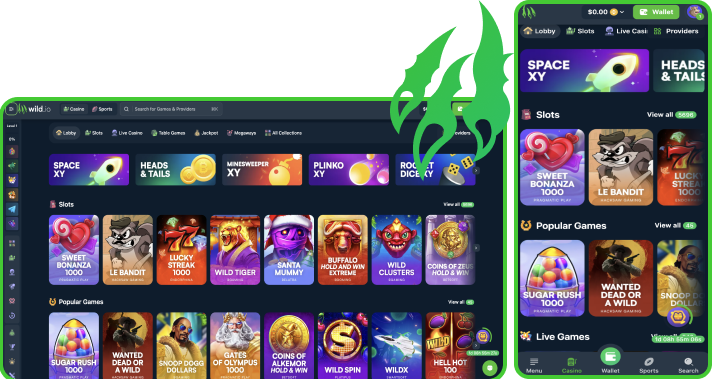 Games selection at Wild.io Casino